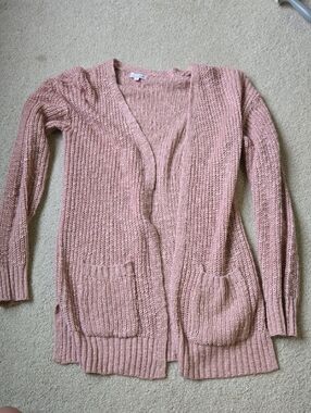 SO Open-Front Knit Cardigan Sweater - Dusty Rose
